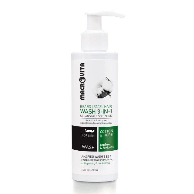 Macrovita 3 in 1 Wash Men Cotton & Hops Ανδρικό Καθαριστικό για Μούσια &hellip;