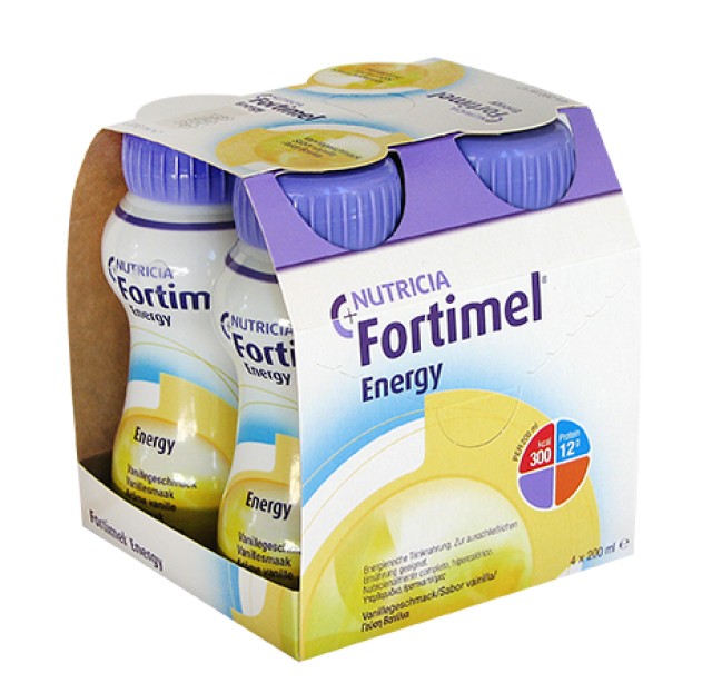 Nutricia Fortimel Energy Θρεπτικό Συμπλήρωμα Διατροφής Υψηλής Ενέργειας με Γεύση Βανίλια 4x200ml