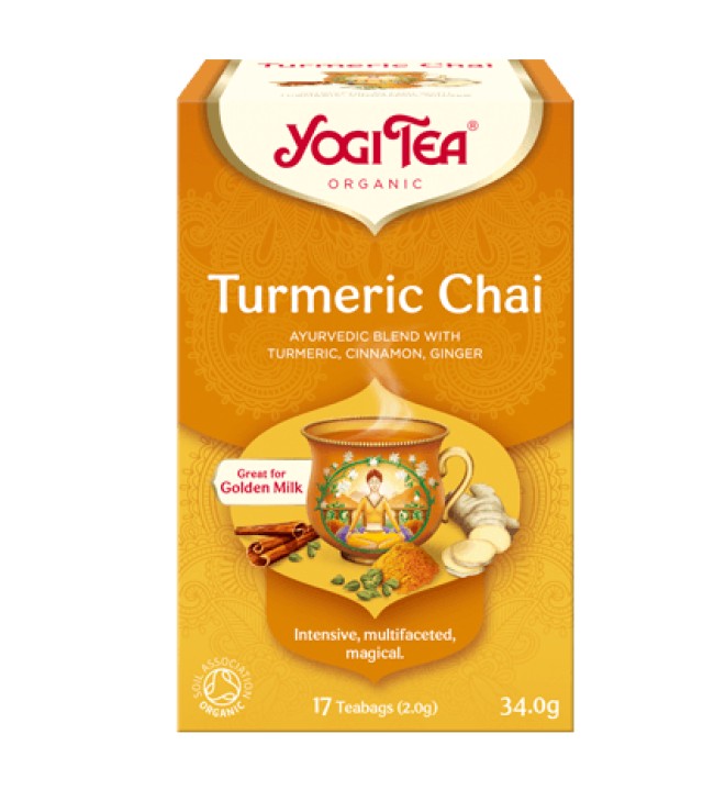 Yogi Tea Turmeric Chai Τσάι με Κουρκουμά, Κανέλα & Κάρδαμο 17 Φακελάκι …
