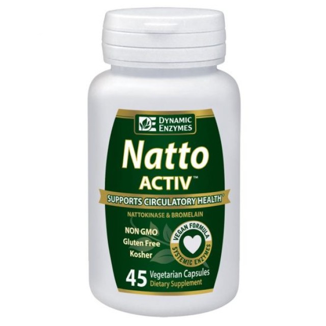 AΜ Health Dynamic Enzymes Natto ACTIV Συμπλήρωμα Διατροφής Προάγει την Κανονική Πήξη του Αίματος 45 Φυτικές Κάψουλες