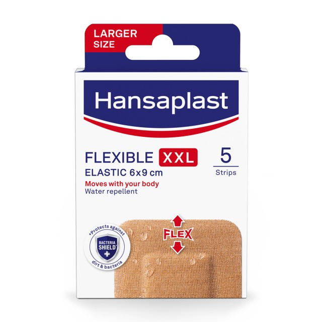 Hansaplast Flexible XXL Elastic Εύκαμπτα - Αδιάβροχα Επιθέματα 5 Τεμάχια [6x9cm]