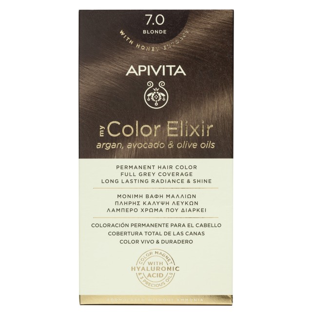 Apivita My Color Elixir No7.0 Ξανθό Κρέμα Βαφή Σε Σωληνάριο 50ml - Ενεργοποιητής Χρώματος 75ml
