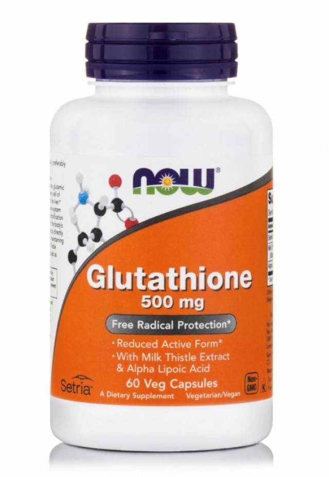 Now Foods Glutathione 500mg Συμπλήρωμα Διατροφής Αμινοξέων 60 Κάψουλες