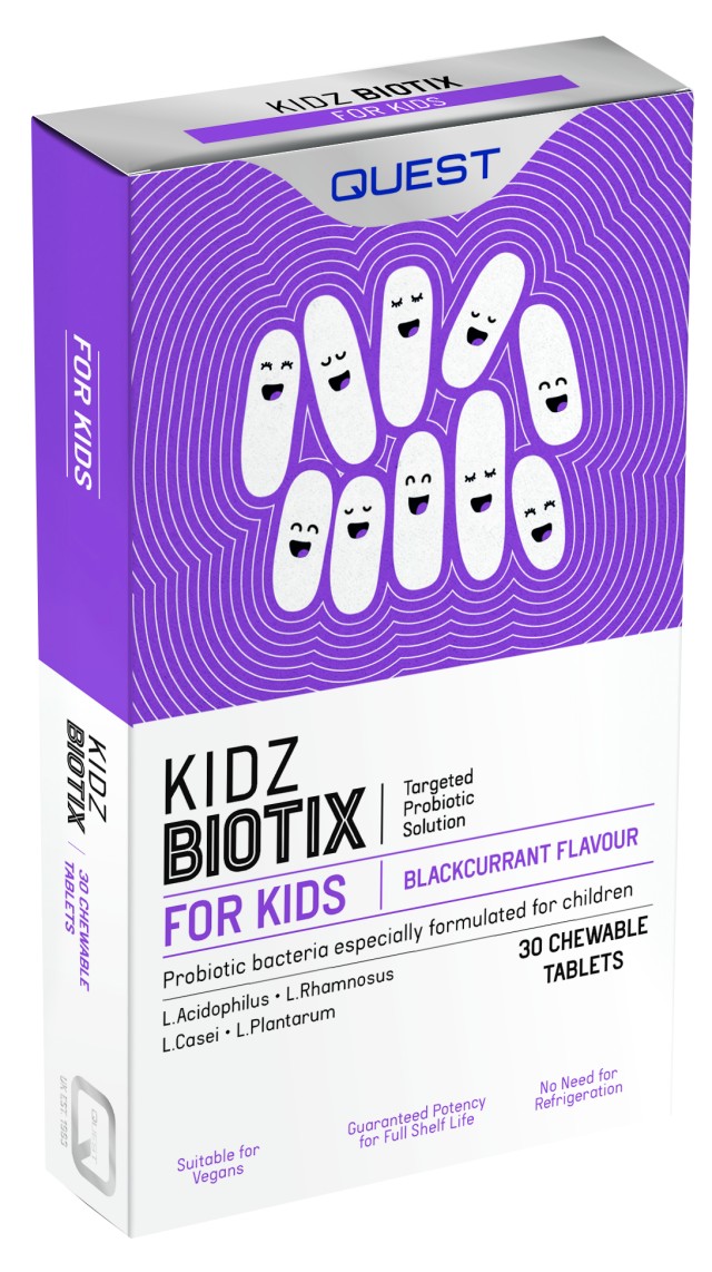 Quest KidzBiotix Παιδικό Συμπλήρωμα Διατροφής για την Καλή Υγεία του Εντέρου 30 Μασώμενες Ταμπλέτες