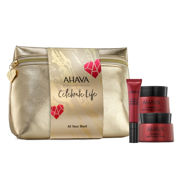 Ahava PROMO Celebrate Life at Your Best Advanced Deep Wrinkle Cream 50ml - Overnight Deep Wrinkle Mask 50ml - Lip Line Treatment 15ml