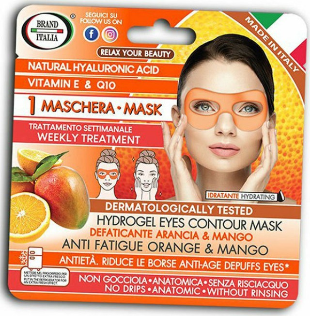Brand Italia Anti Fatigue Orange & Mango Eye Contour Mask Υφασμάτινη Μάσκα Ομορφιάς Ματιών 1 Τεμάχιο