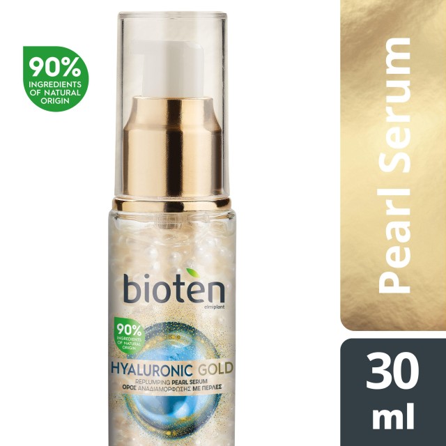 Bioten Hyaluronic Gold Face Serum Ορός Αναδιαμόρφωσης Προσώπου με Υαλουρονικό Οξύ και Πέρλες 30ml