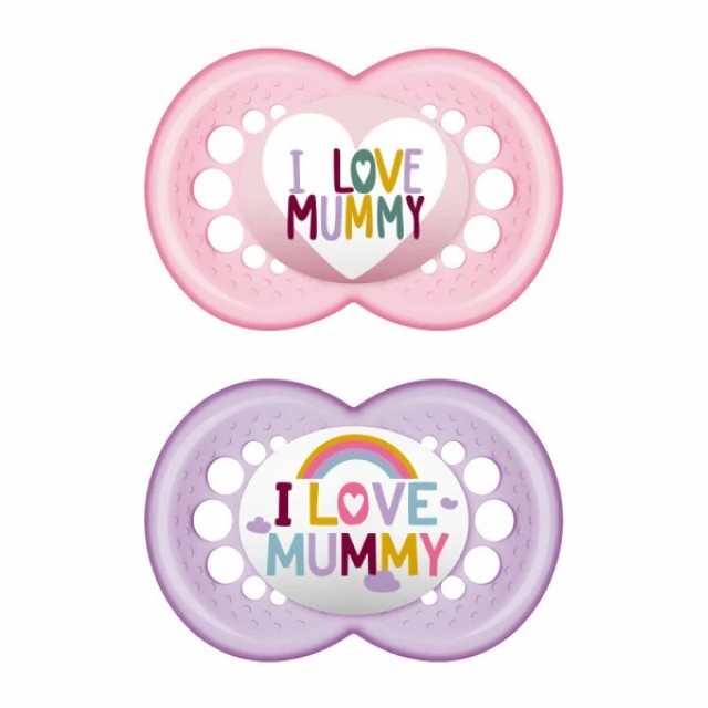 Mam Πιπίλες Σιλικόνης I Love Mummy για 6-16 Μηνών, 2 Τεμάχια [170SU2c]