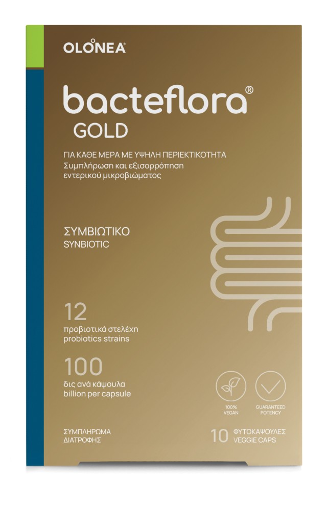 Olonea BacteFlora Gold Συμπλήρωμα Διατροφής για την Εξισορρόπηση του Εντερικού Μικροβιώματος με Υψηλή Περιεκτικότητα 10 Φυτικές Κάψουλες