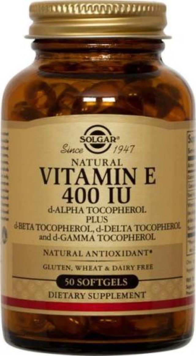 Solgar Vitamin E 400IU 268mg Συμπλήρωμα Διατροφής Αντιοξειδωτικών 50 Μαλακές Κάψουλες