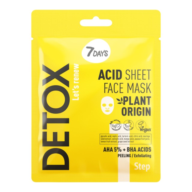 7Days Face Sheet Mask Detox 1 AHA 5% & BHA Μάσκα Προσώπου για Βαθιά … 7Days Face Sheet Mask Detox 1 AHA 5% & BHA Μάσκα Προσώπου για Βαθιά …