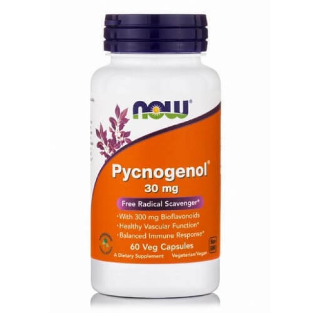 Now Foods Pycnogenol 30mg Συμπλήρωμα Διατροφής για το Κυκλοφορικό Σύστημα 60 Φυτικές Κάψουλες