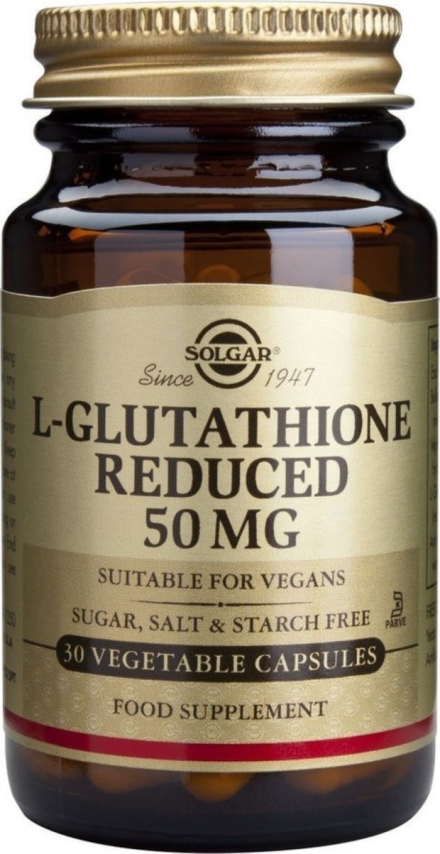 Solgar L-Glutathione 50mg Συμπλήρωμα Διατροφής Για Το Ήπαρ 30 Φυτικές Κάψουλες