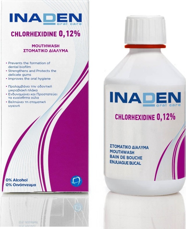 Inaden Mouthwash Chlorhexidine 0,12% Στοματικό Διάλυμα με Δροσερή & Ήπια Γεύση 250ml
