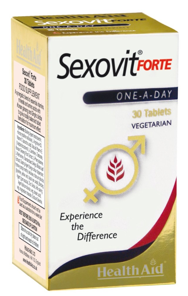Health Aid Sexovit Forte Συμπλήρωμα Διατροφής με Βιταμίνες, Μέταλλα & Αμινοξέα για Φυσική Υποστήριξη για Γυναίκες & Άνδρες  30 Ταμπλέτες
