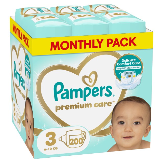 Pampers Premium Care Πάνες Μέγεθος 3 [6-10kg] 200 Πάνες του Μήνα MSB