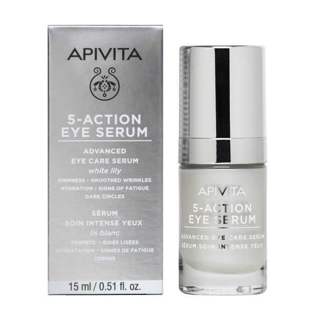 Apivita 5-Action Eye Serum Ορός Εντατικής Φροντίδας Γύρω από τα Μάτια 5 Δράσεων με Λευκό Κρίνο 15ml