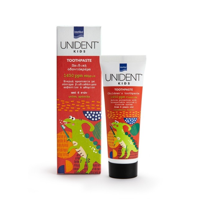 Intermed Unident Kids Toothpaste 1450ppm Παιδική Οδοντόκρεμα Φράουλα μ &hellip;