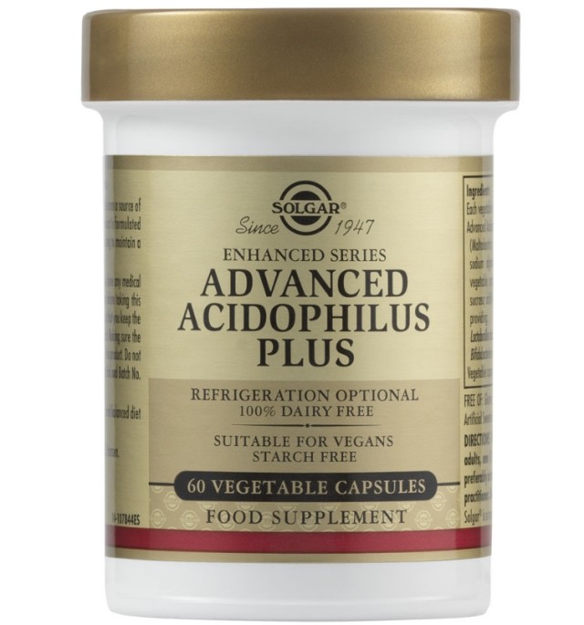 Solgar Advanced Acidophilus Plus 40+ Συμπλήρωμα Διατροφής για την Καλή Λειτουργία του Εντέρου για Άτομα άνω των 40+ 60 Φυτικές Κάψουλες