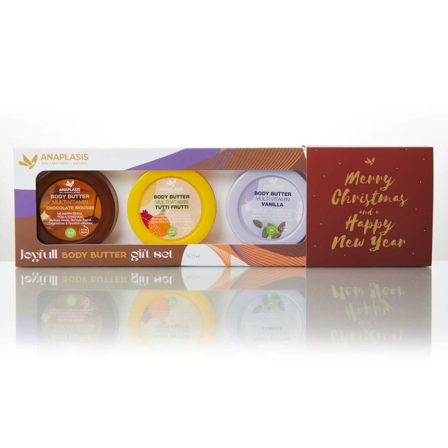 AnaPLASIS PROMO Christmas Joyfull Body Butter Multi Vitamin Chocolate Mousse 75ml - Tutti Frutti 75ml - Vanilla 75ml