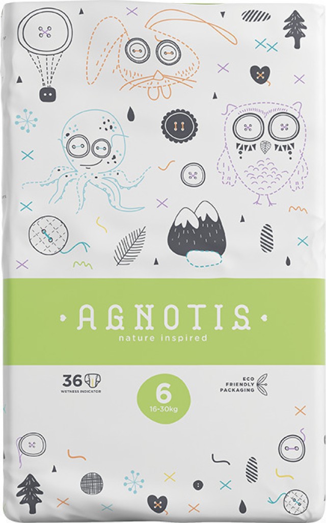 Agnotis No6 Πάνες  με Αυτοκόλλητο [16-30kg] 36 Τεμάχια