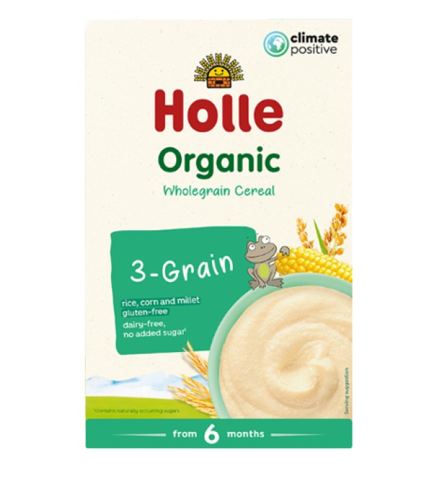 Holle Organic 3 Grain Παιδική Κρέμα 3 Δημητριακών Ρύζι - Καλαμπόκι - Κ …