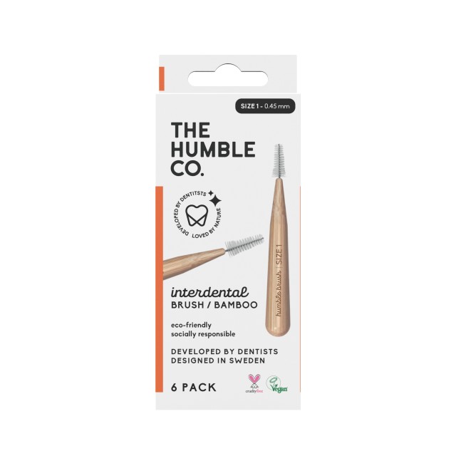 The Humble Co. Bamboo Interdental Brush Size 1 - 0.45mm Orange Μεσοδόντια Βουρτσάκια Μέγεθος 1 - 0.45mm Πορτοκαλί 6 Τεμάχια