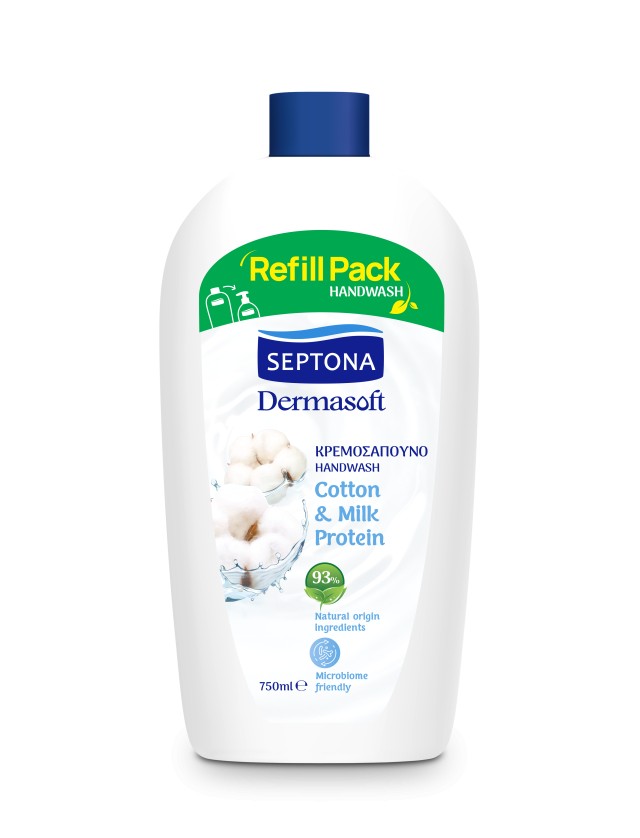 Septona DermaSoft Κρεμοσάπουνο Cotton & Milk Protein 750ml