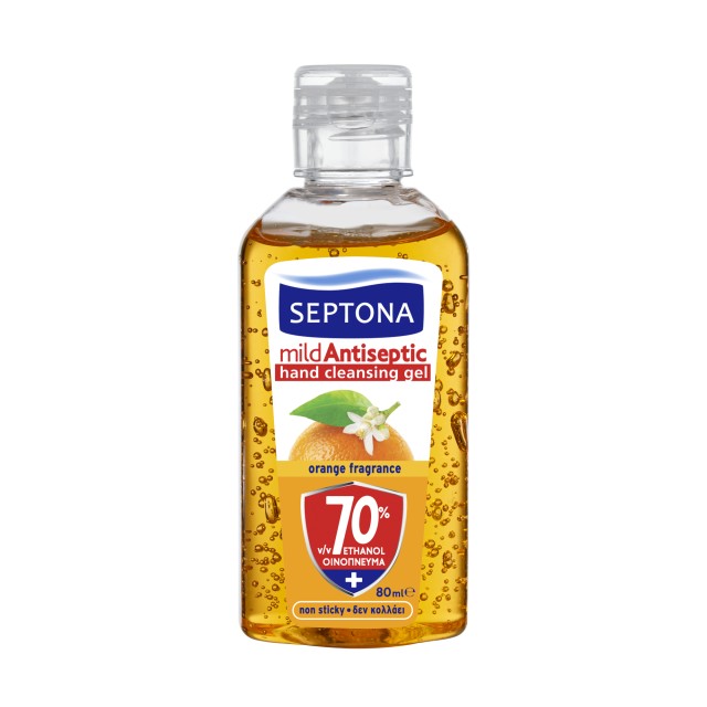 Septona Mild Antiseptic Αντισηπτικό Gel Χεριών Πορτοκάλι με 70% Οινόπνευμα 80ml