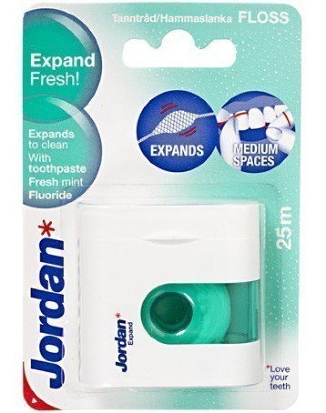 Jordan Expanding Floss Οδοντικό Νήμα Γεύση Μέντα 25m