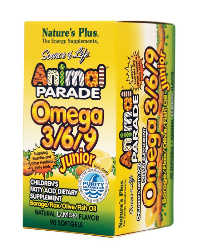 Natures Plus Animal Parade Omega 3/6/9/ Junior Μείγμα Λιπαρών Οξέων Για Παιδιά 90 Κάψουλες