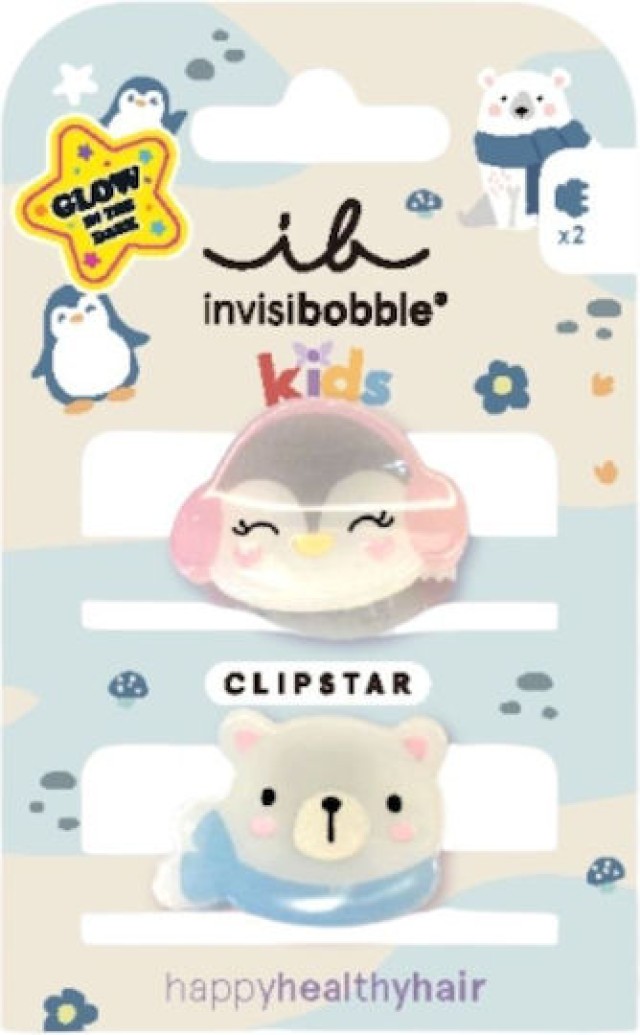 Invisibobble Clipstar Glow Kids Polar Friends Παιδικά Κλιπ Μαλλιών 2 Τ … Invisibobble Clipstar Glow Kids Polar Friends Παιδικά Κλιπ Μαλλιών 2 Τ …