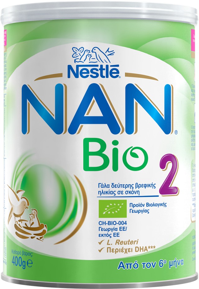 Nestle NAN Bio 2 Βιολογικό Γάλα Δεύτερης Βρεφικής Ηλικίας σε Σκόνη από τον 6ο Μήνα 400gr