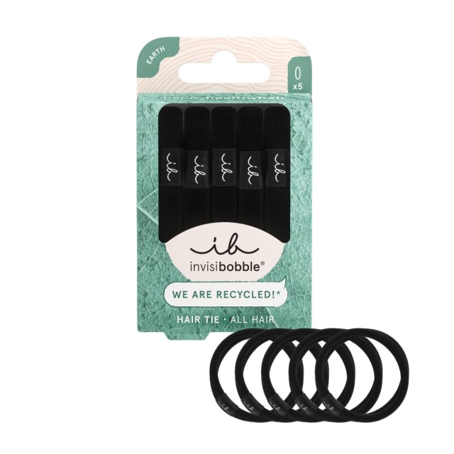 Invisibobble Ecotie Hair Tie Black Λαστιχάκια Μαλλιών 5 Τεμάχια