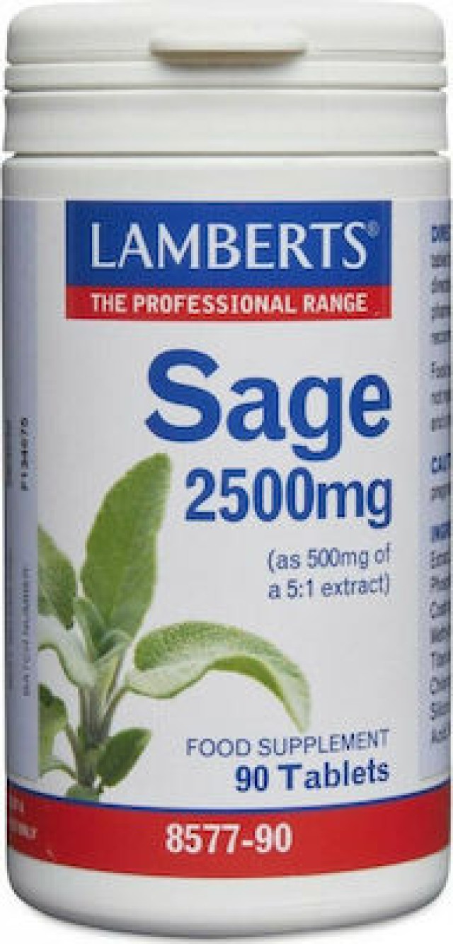 Lamberts Sage 2500mg, Φασκόμηλο για την Διατήρηση της Μνήμης και την μείωση των Συμπτωμάτων Εμμηνόπαυσης, 90 tabs