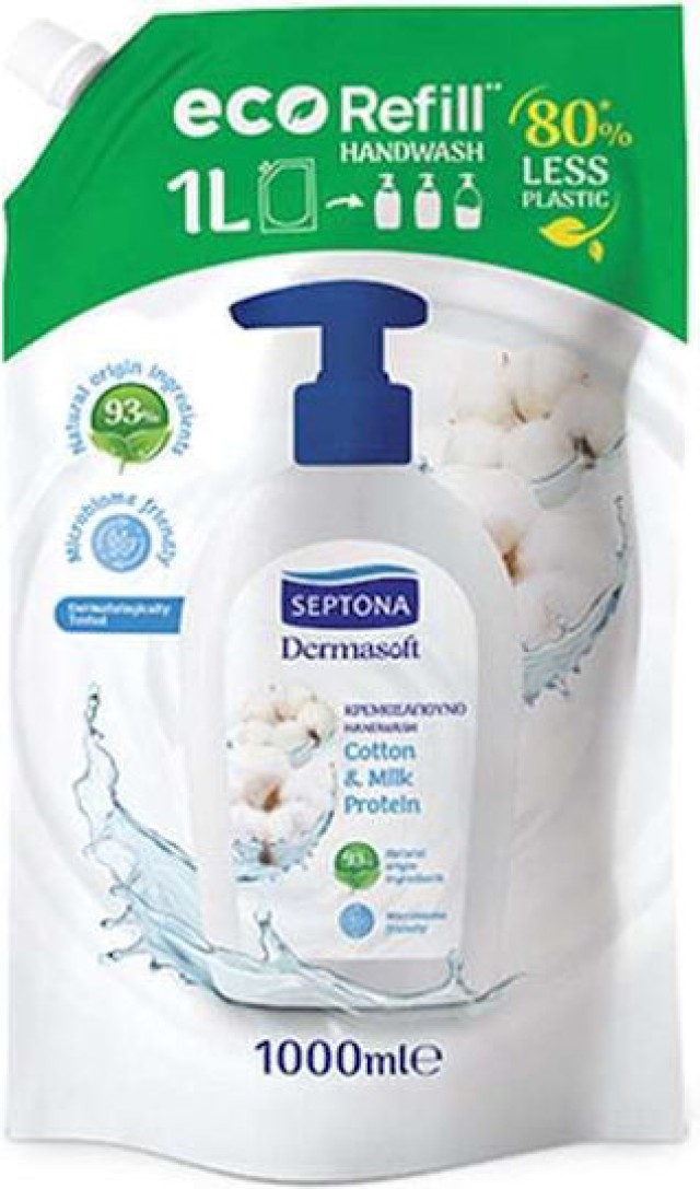 Septona Dermasoft Κρεμοσάπουνο Cotton & Milk Protein 1000ml