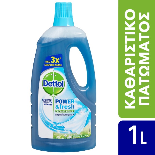 Dettol Power & Fresh Linen Aqua Sky Αντιβακτηριδιακό Καθαριστικό Πατώματος 1lt
