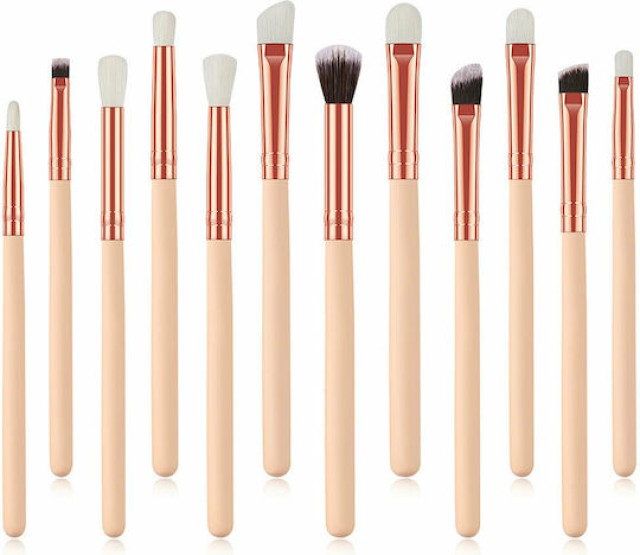 Σετ Πινέλα Μακιγιάζ Μπέζ 12 Τεμάχια