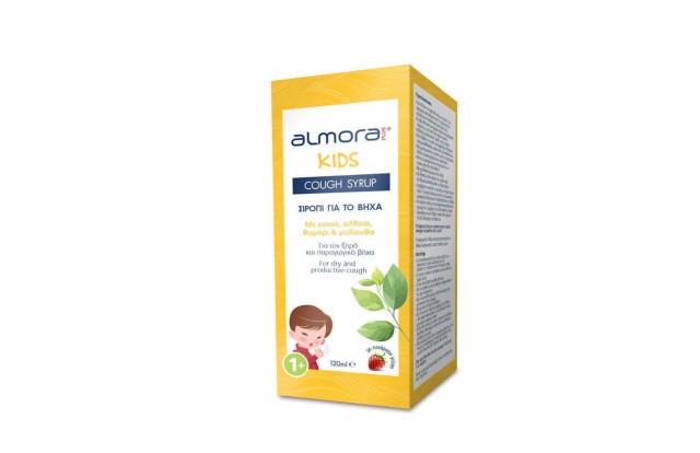 Elpen Almora Plus Kids Cough Syrup Παιδικό Σιρόπι για τον Ξηρό & Παραγωγικό Βήχα με Κισσό, Αλθαία, Θυμάρι & Μελίανθο με Γεύση Φράουλα 120ml