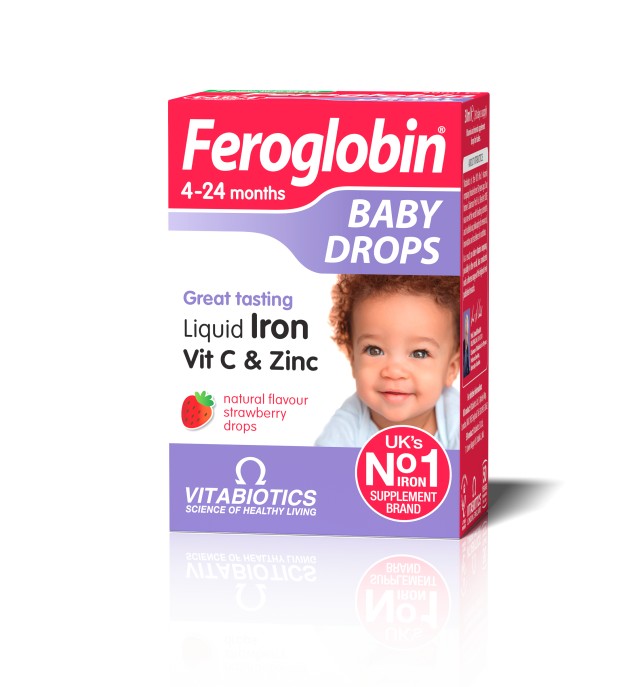 Vitabiotics Feroglobin Baby Drops Liquid Iron Vitamin C & Zinc Φόρμουλα Σιδήρου για 4-24 Μηνών Φράουλα 30ml
