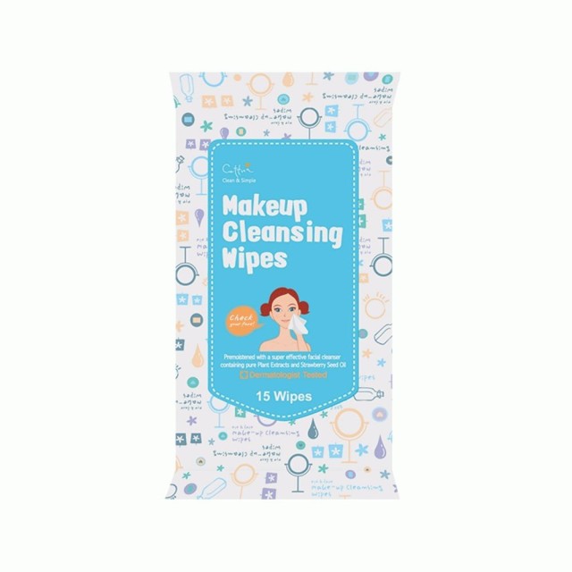 Vican Cettua Clean & Simple Make up Cleansing Wipes Μαντηλάκια Καθαρισμού Ντεμακιγιάζ 15 Μαντηλάκια