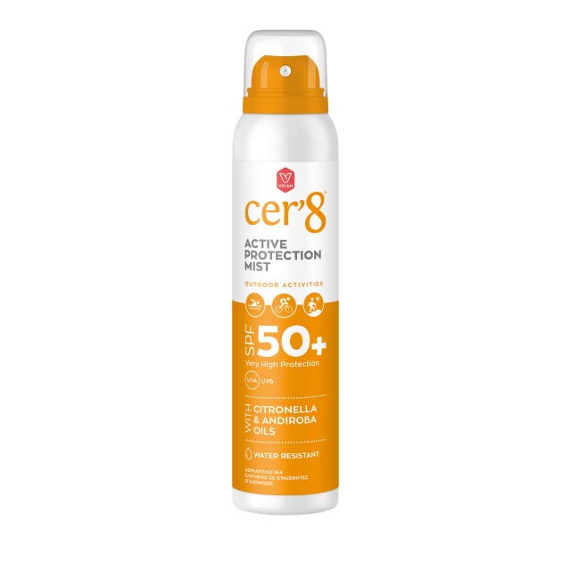 Vican Cer8 Active Protection Mist SPF50+ Αντηλιακό Πολύ Υψηλής Προστασίας με Citronella & Andiroba 125ml