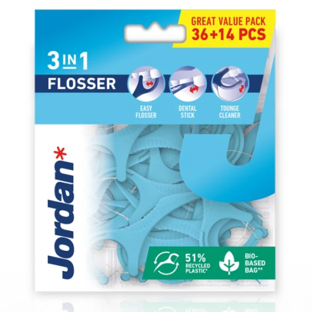Jordan 3 in 1 Flosser Dental Floss & Toothpick 36 Pieces