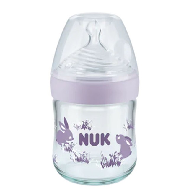 Nuk Nature Sense Even Softer Series για 0-6m+ Μωβ Γυάλινο Μπιμπερό με …