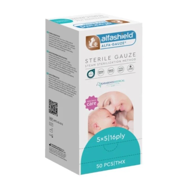 Alfashield New Born 5x5cm Αποστειρωμένη Γάζα με Μέθοδο Αποστείρωσης Ατ &hellip;