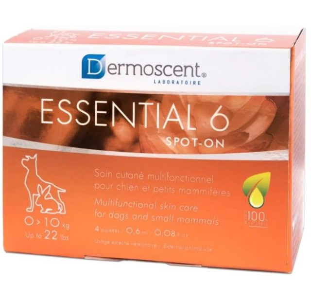 DermoScent Essential 6 Spot On Πολυλειτουργική Φροντίδα για το Τρίχωμα του Σκύλου & της Γάτας 0-10Kg 2.4ml [4 Πιπέτες x 0.6ml]