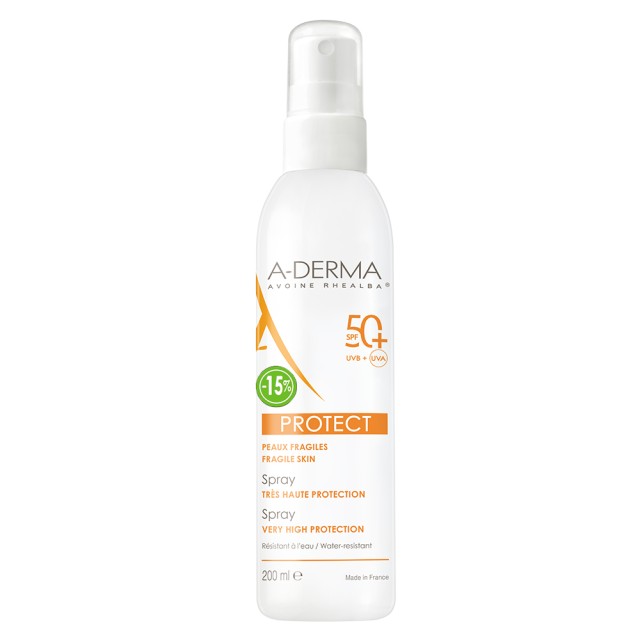 A-Derma Protect SPF50+ Αντηλιακό Σπρέι Σώματος Υψηλής Προστασίας 200ml [-15% Sticker]