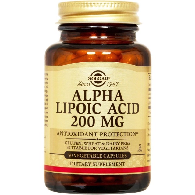 Solgar Alpha Lipoic Acid 200mg Συμπλήρωμα Διατροφής Αντιοξειδωτικών 50 Φυτικές Κάψουλες