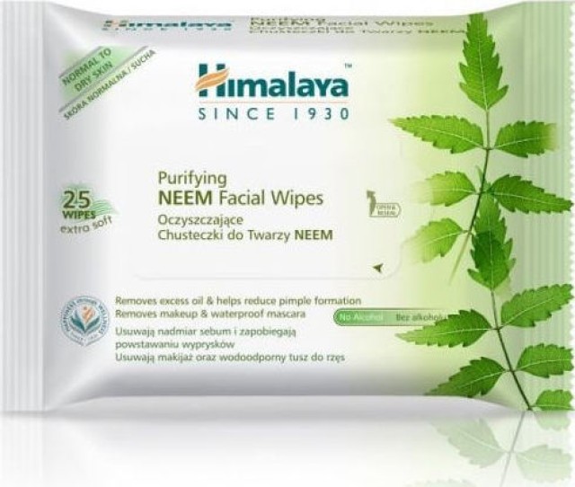 Himalaya Wellness Purifying Neem Facial Wipes Μαντηλάκια Ντεμακιγιάζ 25τεμ