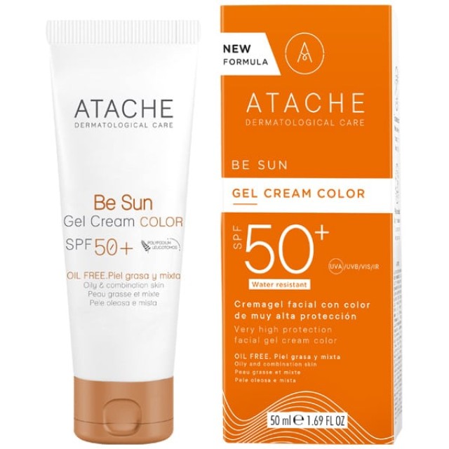 Atache Be Sun Gel Cream Color SPF50+ Αντηλιακό Προσώπου με Χρώμα για Μ …